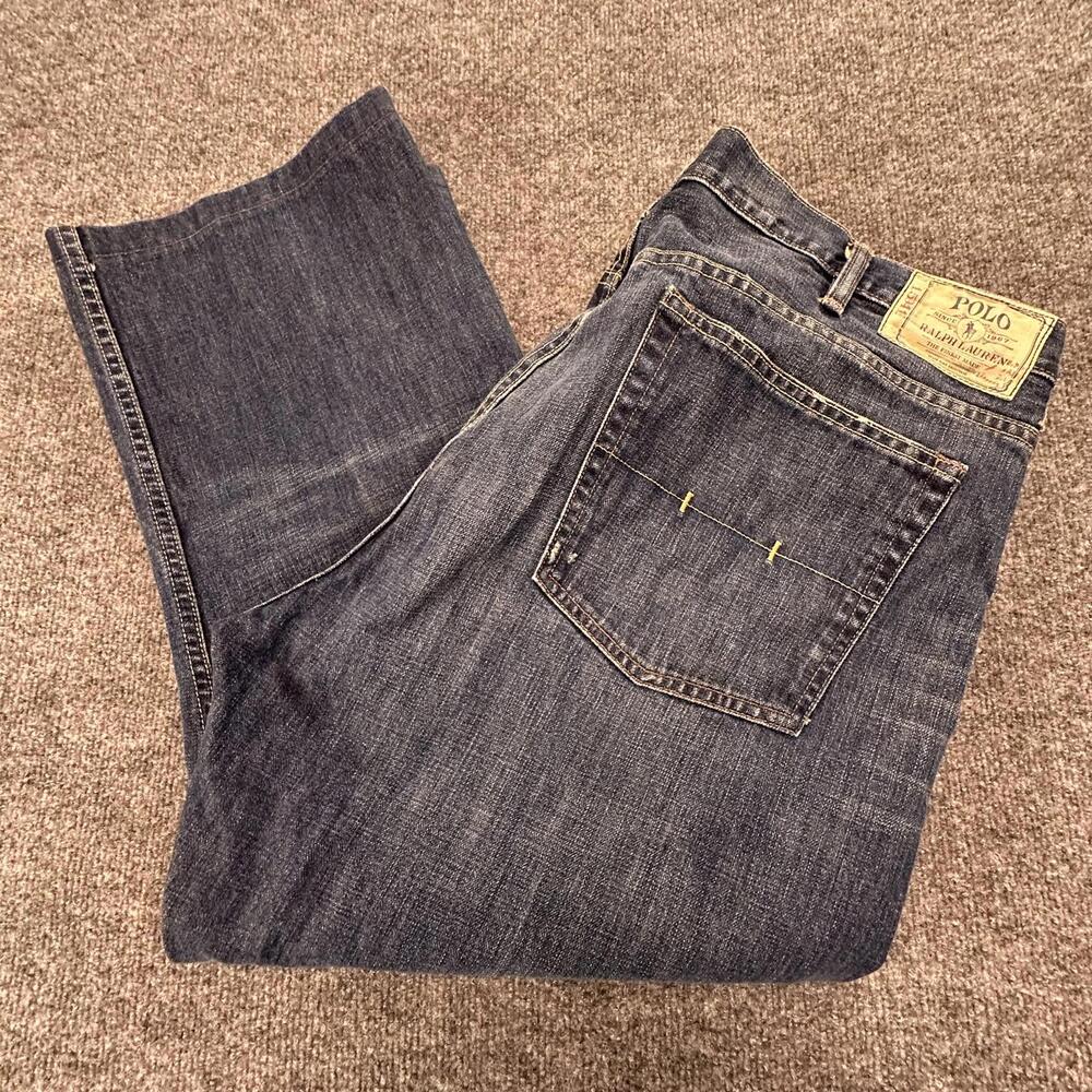 Polo Ralph Lauren Vintage Mens‎ Jeans Blue Cotton 42x28 Hemmed 486